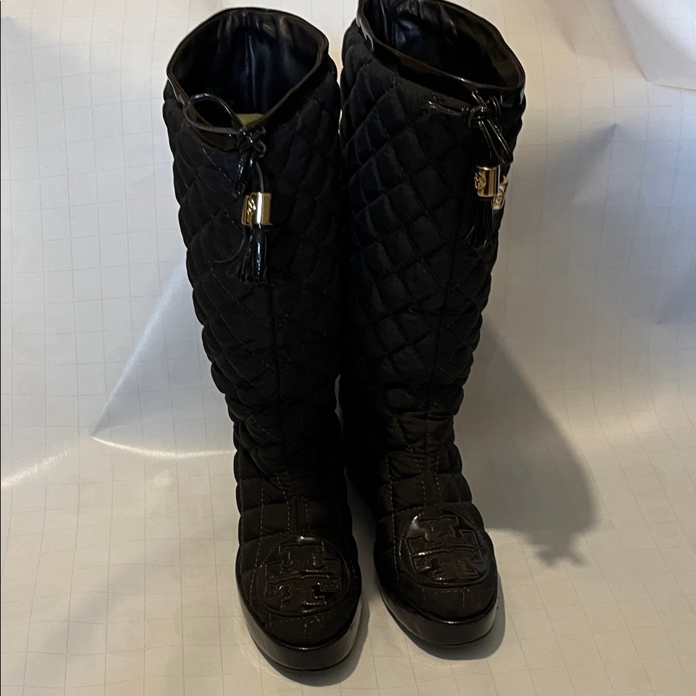 Tory Burch Black Quilted Winter Boots